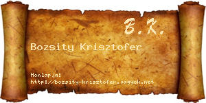 Bozsity Krisztofer névjegykártya